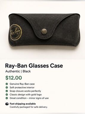 Ray-Ban Black Case with Gold Logo Detail